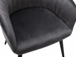 Vente-unique Conjunto de 2 sillas Con reposabrazos - Terciopelo y metal negro - Gris - ELEANA