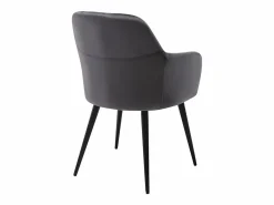 Vente-unique Conjunto de 2 sillas Con reposabrazos - Terciopelo y metal negro - Gris - ELEANA