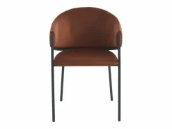 Outlet Vente-unique Conjunto de 2 sillas con reposabrazos de terciopelo y metal negro - - ORDIDA Terracota