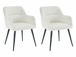 Vente-unique Conjunto de 2 sillas con reposabrazos de tela bouclé y metal negro - - HEKA