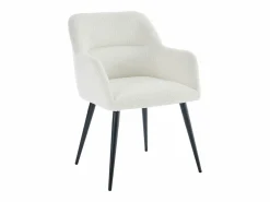 Vente-unique Conjunto de 2 sillas con reposabrazos de tela bouclé y metal negro - - HEKA