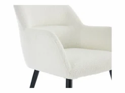 Vente-unique Conjunto de 2 sillas con reposabrazos de tela bouclé y metal negro - - HEKA