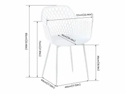 Conjunto de 4 Sillas de Brazos Blancas Estilo Escandinavo - Comedor/Cocina - Diseño Escandinavo - 52 x 56 x 84.5 cm