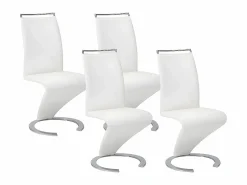 Discount Conjunto de 4 sillas de piel sintética blanca TWIZY Sillas Y Lotes De Sillas