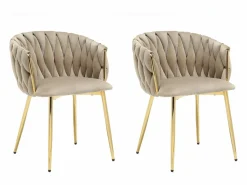 Vente-unique Conjunto de 2 sillas de terciopelo y metal dorado - - ELEGANO