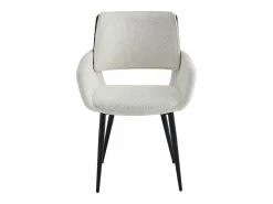 Hot Vente-unique Conjunto de 2 sillas de tela bouclé, chapado de fresno y metal negro - Blanco - ZURIKIA Negro / Blanco