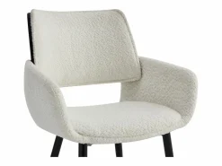 Hot Vente-unique Conjunto de 2 sillas de tela bouclé, chapado de fresno y metal negro - Blanco - ZURIKIA Negro / Blanco