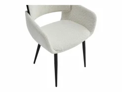 Hot Vente-unique Conjunto de 2 sillas de tela bouclé, chapado de fresno y metal negro - Blanco - ZURIKIA Negro / Blanco