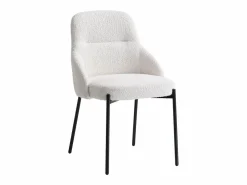 Vente-unique Conjunto de 2 sillas de tela rizada y metal negro - - LIAMONA Blanco