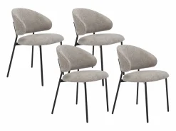 Vente-unique Conjunto de 4 sillas en tejido texturizado y metal negro - Taupe - VOSINIA
