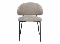 Vente-unique Conjunto de 4 sillas en tejido texturizado y metal negro - Taupe - VOSINIA