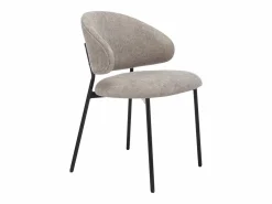 Vente-unique Conjunto de 4 sillas en tejido texturizado y metal negro - Taupe - VOSINIA