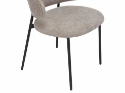 Vente-unique Conjunto de 4 sillas en tejido texturizado y metal negro - Taupe - VOSINIA