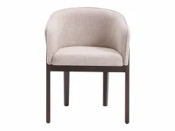 New Vente-unique Conjunto de 2 sillas en tela texturizada y madera de hevea natural oscuro - - LYLABA Beige