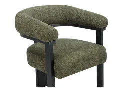 Hot Conjunto de 6 sillas en tela bouclé y madera de hevea - Verde caqui y negro - LIVELIA Sillas Y Lotes De Sillas