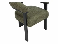 Hot Conjunto de 6 sillas en tela bouclé y madera de hevea - Verde caqui y negro - LIVELIA Sillas Y Lotes De Sillas
