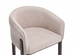 Vente-unique Conjunto de 6 sillas en tela texturizada y madera de hevea natural oscuro - - LYLABA
