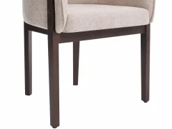Vente-unique Conjunto de 6 sillas en tela texturizada y madera de hevea natural oscuro - - LYLABA