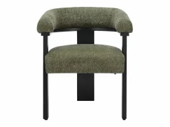 Clearance Vente-unique Conjunto de 2 sillas en tela bouclé y madera de hevea - Verde caqui y negro - LIVELIA Negro / Caqui