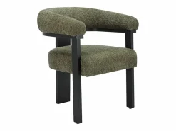 Clearance Vente-unique Conjunto de 2 sillas en tela bouclé y madera de hevea - Verde caqui y negro - LIVELIA Negro / Caqui