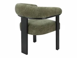 Clearance Vente-unique Conjunto de 2 sillas en tela bouclé y madera de hevea - Verde caqui y negro - LIVELIA Negro / Caqui