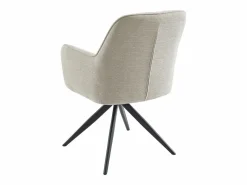 Discount Conjunto de 6 sillas giratorias con reposabrazos en tela y metal negro - - LEJINA Sillas Y Lotes De Sillas