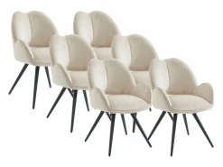 Maison Céphy Conjunto de 6 sillas giratorias con reposabrazos en tela y metal negro - - GULSUN