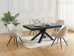 Maison Céphy Conjunto de 6 sillas giratorias con reposabrazos en tela y metal negro - - GULSUN