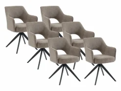 Best Vente-unique Conjunto de 6 sillas pivotantes Con reposabrazos de tela y metal - Gris - KONYA Topo