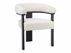 Vente-unique Conjunto de 2 sillas reposabrazos en tela bouclé y madera de Haya - Blanco y negro - LIVELIA