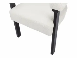 Vente-unique Conjunto de 2 sillas reposabrazos en tela bouclé y madera de Haya - Blanco y negro - LIVELIA
