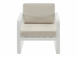Outlet MYLIA Conjunto de 2 sillones de jardín de aluminio - con cojines beige - LOMIA de Blanco