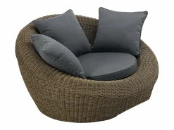 Discount Conjunto de 2 sillones de jardín de resina trenzada natural oscuro - WHITEHEAVEN de Salones De Jardín