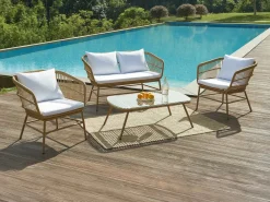 Sale Conjunto de 2 sillones de jardín de resina trenzada - Natural claro - LOUSINI de Salones De Jardín