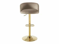 Clearance Vente-unique Conjunto de 2 taburete de bar de terciopelo y metal dorado - Altura ajustable - - PERLANITA Beige