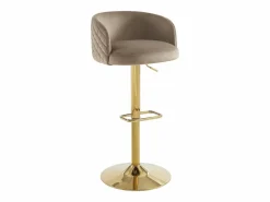 Clearance Vente-unique Conjunto de 2 taburete de bar de terciopelo y metal dorado - Altura ajustable - - PERLANITA Beige