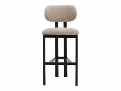 Vente-unique Conjunto de 2 taburetes de bar en tela texturizada y madera de hevea negra - - YELAZ