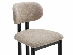 Vente-unique Conjunto de 2 taburetes de bar en tela texturizada y madera de hevea negra - - YELAZ