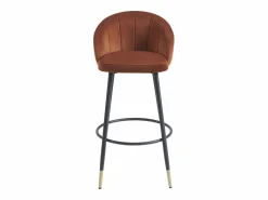 Vente-unique Conjunto de 2 taburetes de bar de terciopelo y metal - - ELIRAM Terracota