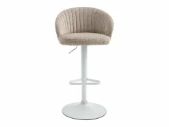 Hot Conjunto de 2 taburetes de bar en tela y metal blanco - Altura regulable - - DORALIZ Muebles De Bar|Taburete Alto