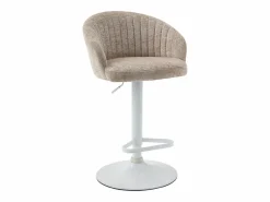 Hot Conjunto de 2 taburetes de bar en tela y metal blanco - Altura regulable - - DORALIZ Muebles De Bar|Taburete Alto