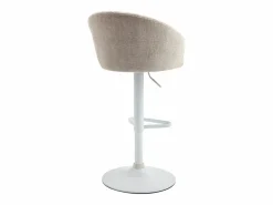 Hot Conjunto de 2 taburetes de bar en tela y metal blanco - Altura regulable - - DORALIZ Muebles De Bar|Taburete Alto