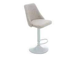 Clearance Conjunto de 2 taburetes de bar de tela y metal blanco - Beige - KIYOLA Muebles De Bar|Taburete Alto