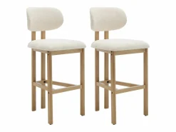Hot Conjunto de 2 taburetes de bar en tela texturizada y madera de hevea - - YELAZ Taburete Alto|Muebles De Bar