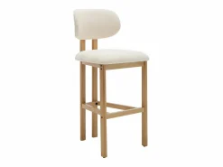 Hot Conjunto de 2 taburetes de bar en tela texturizada y madera de hevea - - YELAZ Taburete Alto|Muebles De Bar