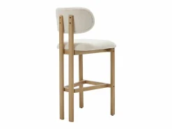 Hot Conjunto de 2 taburetes de bar en tela texturizada y madera de hevea - - YELAZ Taburete Alto|Muebles De Bar