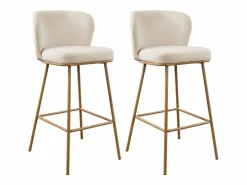 Vente-unique Conjunto de 2 taburetes de bar en tela texturizada y metal con efecto madera - y Natural - SENORASE