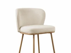 Vente-unique Conjunto de 2 taburetes de bar en tela texturizada y metal con efecto madera - y Natural - SENORASE