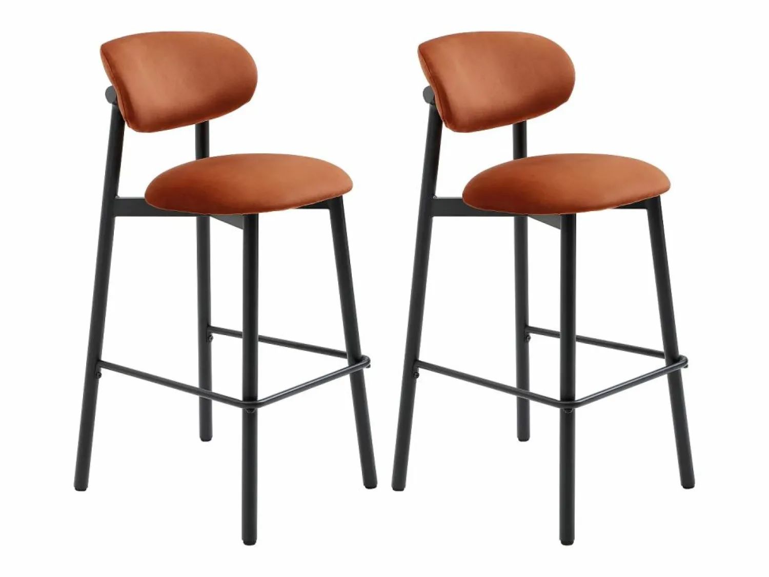 Discount Conjunto de 2 taburetes de terciopelo y metal negro - - LAKABI Muebles De Bar|Taburete Alto