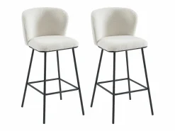 Online Conjunto de 2 taburetes de bar en tela bouclé y metal - - SENORASE Muebles De Bar|Taburete Alto